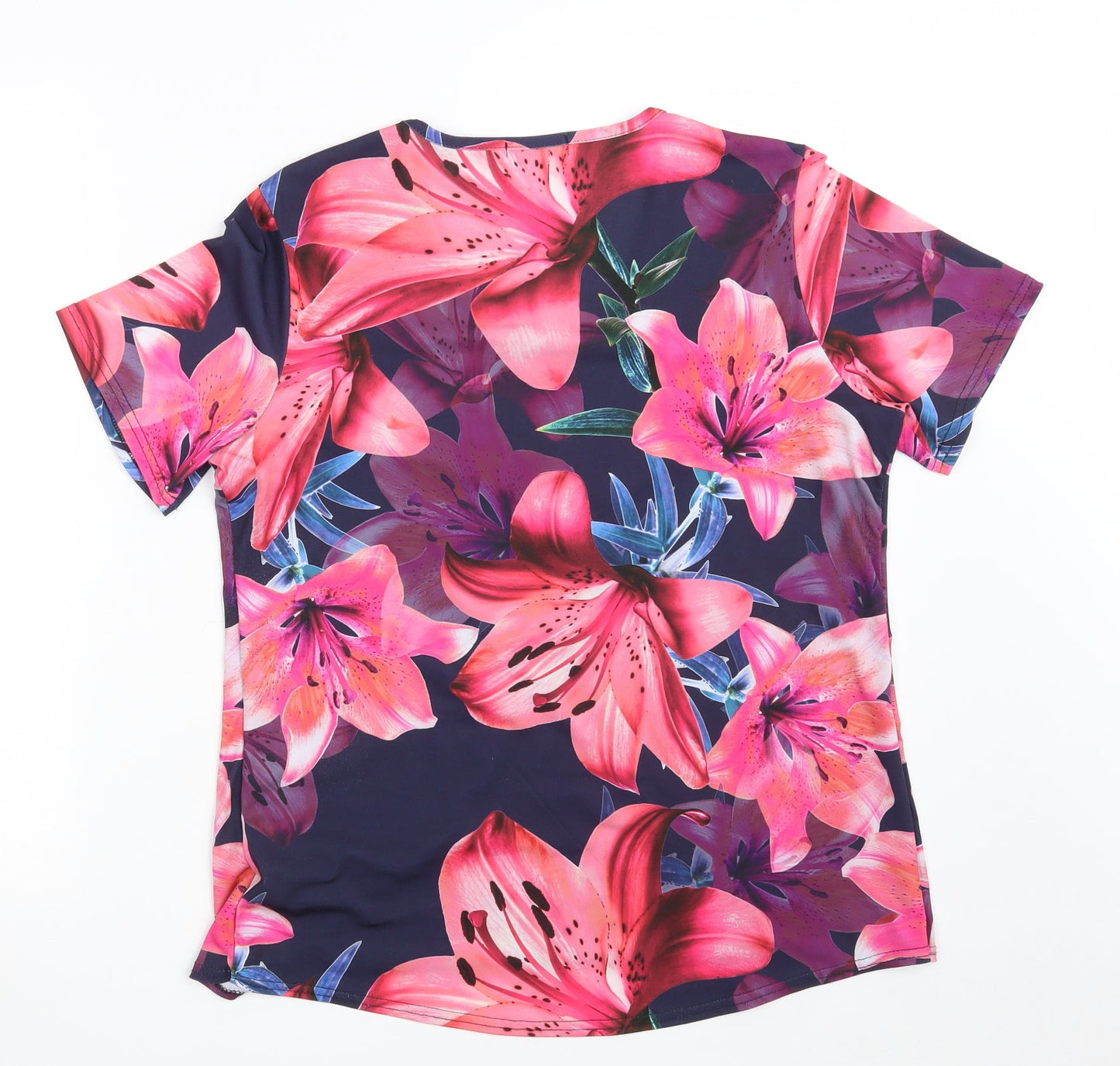 GERARD  Womens Multicoloured Floral Polyester Basic T-Shirt Size 12 Scoop Neck