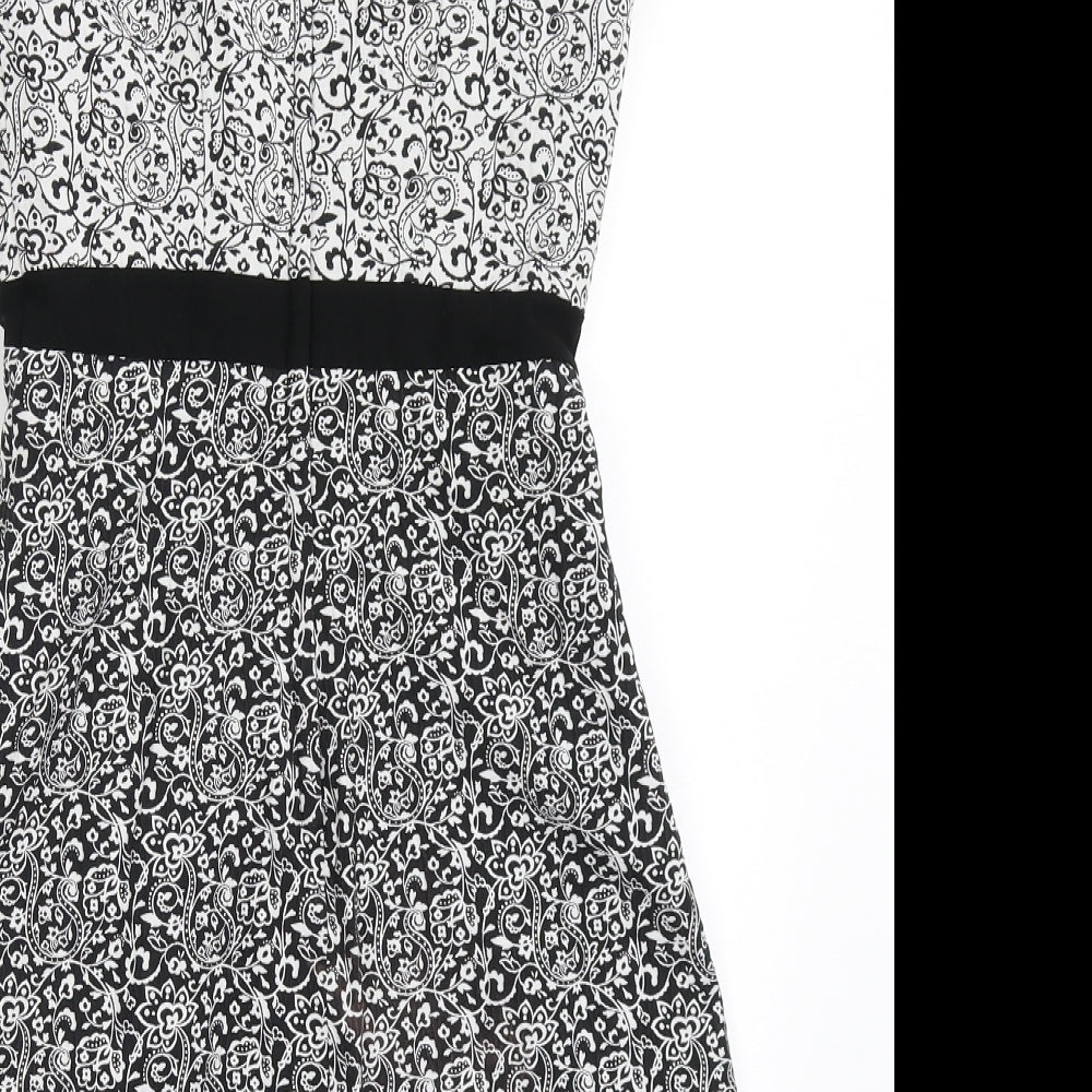 Miss Selfridge Womens Black  Polyester A-Line  Size 6  Roll Neck Zip