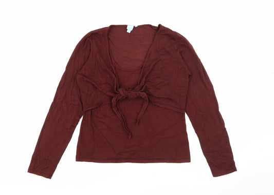 Shu Shu Womens Brown Scoop Neck  Rayon Pullover Jumper Size XL