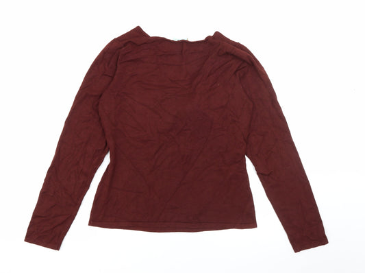 Shu Shu Womens Brown Scoop Neck  Rayon Pullover Jumper Size XL