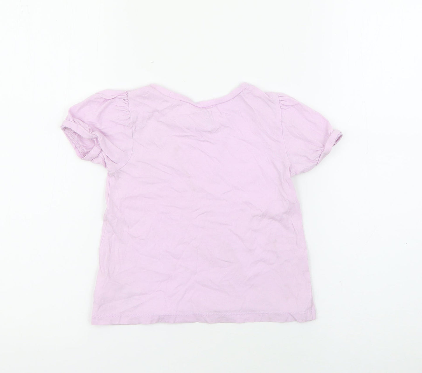 Gap Girls Purple  Cotton Basic T-Shirt Size 3 Years Crew Neck  - Cat