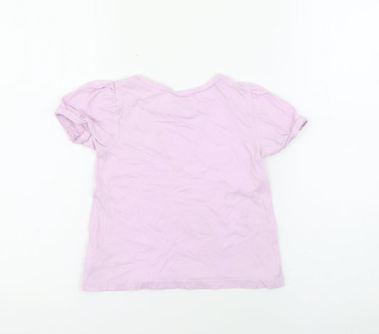 Gap Girls Purple  Cotton Basic T-Shirt Size 3 Years Crew Neck  - Cat