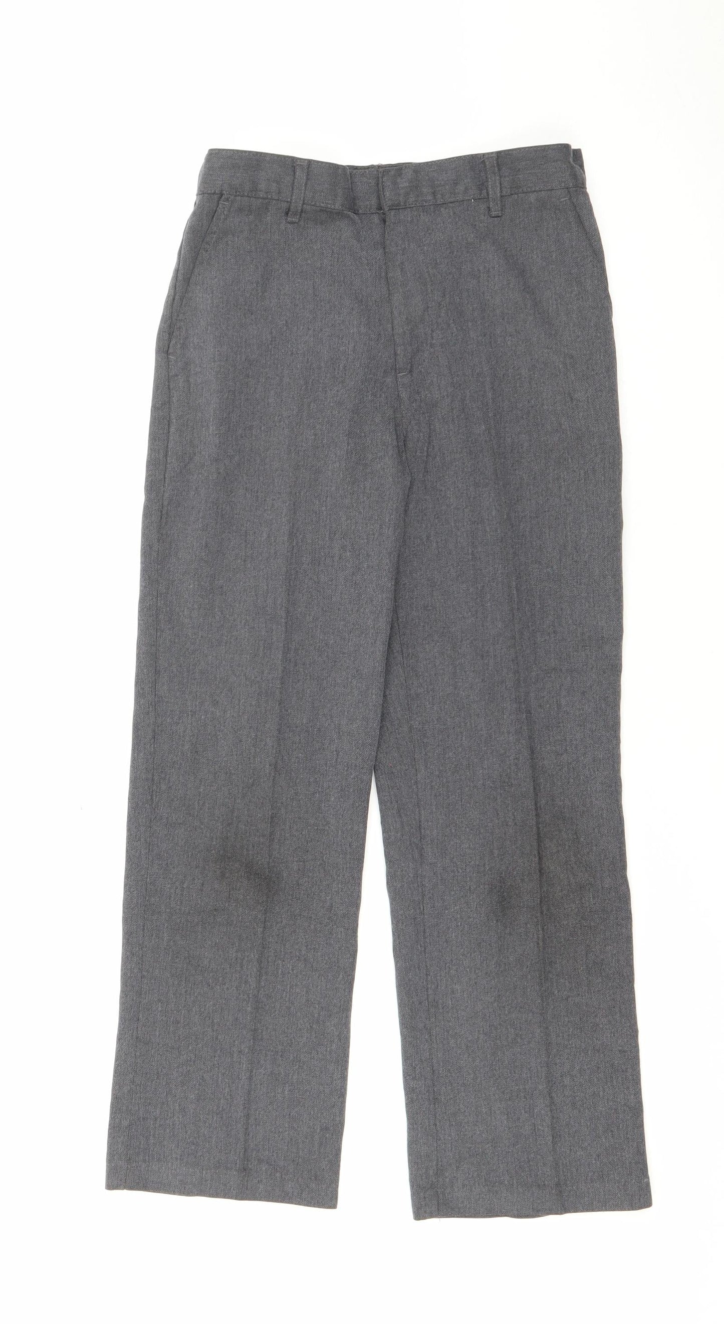 George Boys Grey  Polyester Cropped Trousers Size 8-9 Years  Regular Zip