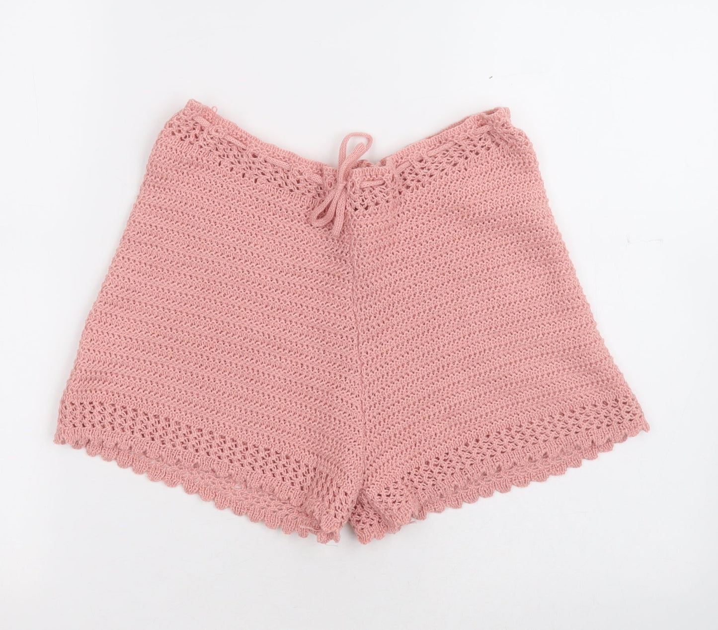 SheIn Womens Pink  100% Acrylic Paperbag Shorts Size S L11.5 in Regular Drawstring