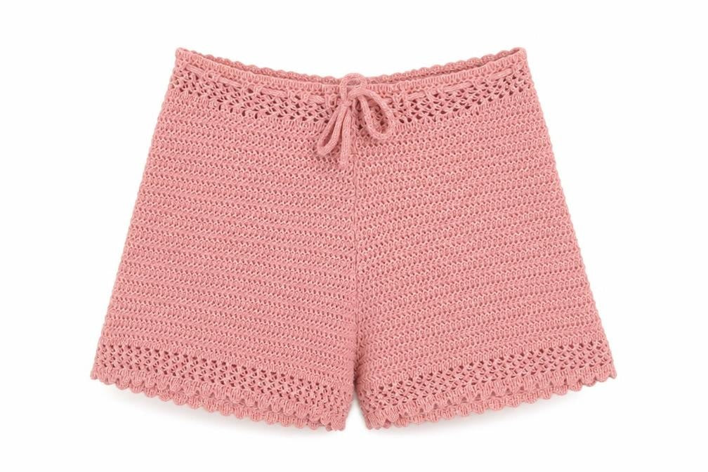 SheIn Womens Pink  100% Acrylic Paperbag Shorts Size S L11.5 in Regular Drawstring