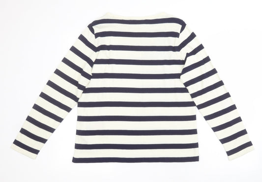 Bonmarché Womens Multicoloured Round Neck Striped Acrylic Pullover Jumper Size S   - Embroidered flowers
