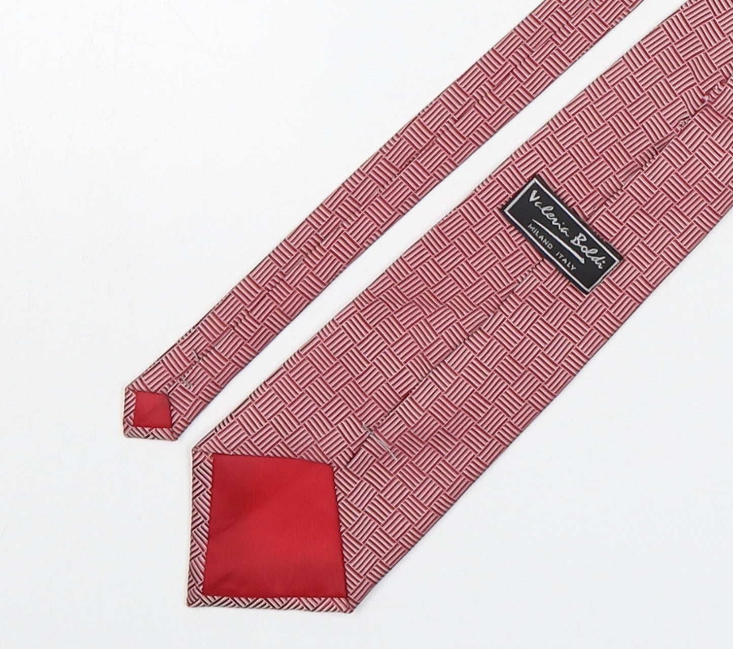 Valeria Boldi Mens Red Geometric Polyester Pointed Tie One Size