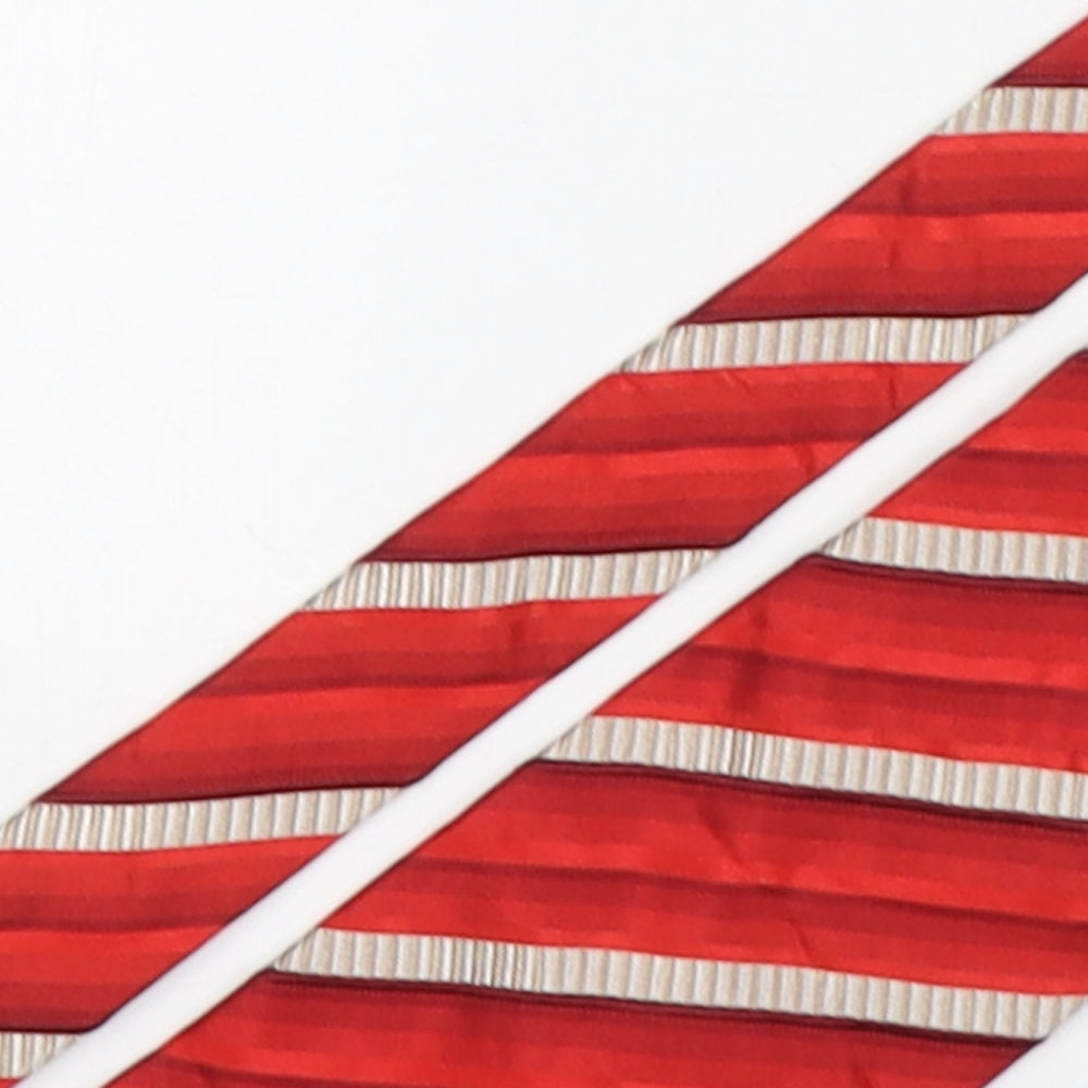 Daniel Valenle Mens Red Striped Silk Pointed Tie One Size