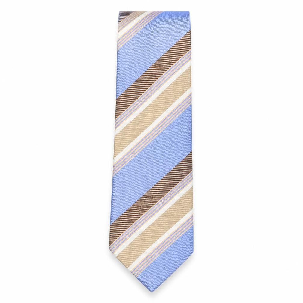 Allan Denim  Mens Multicoloured Striped Silk Pointed Tie One Size