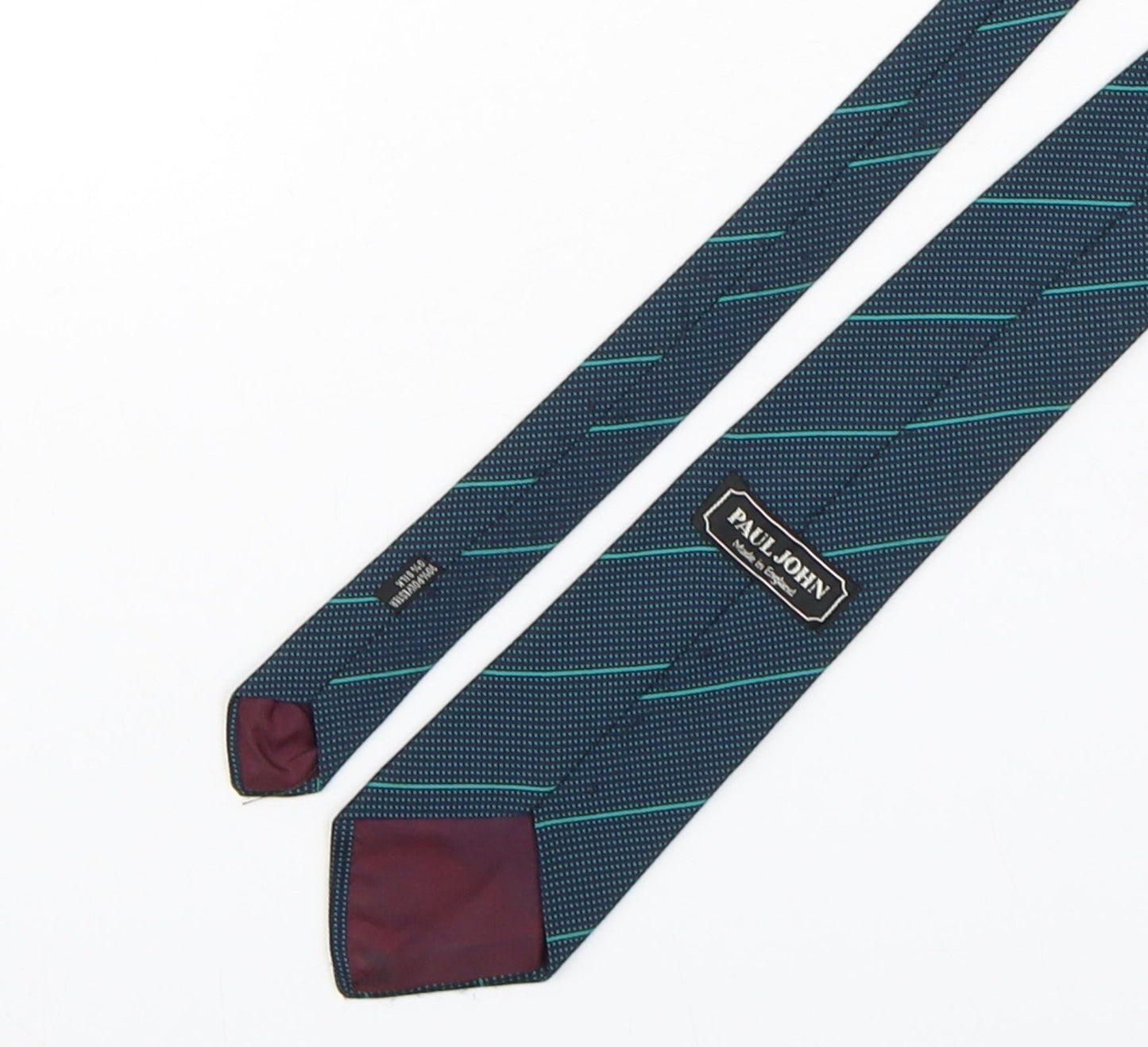 Paul John  Mens Green Geometric Polyester Pointed Tie One Size