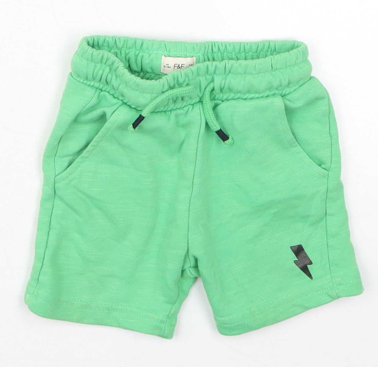 F&F Boys Green  Cotton Sweatpants Trousers Size 12-18 Months  Drawstring - Sweat Shorts