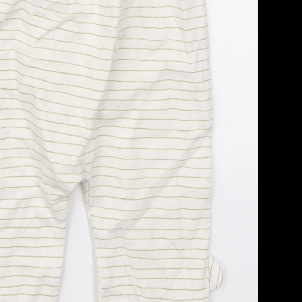 George Baby Beige Striped Cotton Sweatpants Trousers Size 6-9 Months  Drawstring