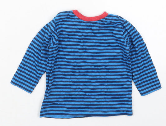 Dunnes Boys Blue Striped Cotton Basic T-Shirt Size 3-6 Months Crew Neck Pullover