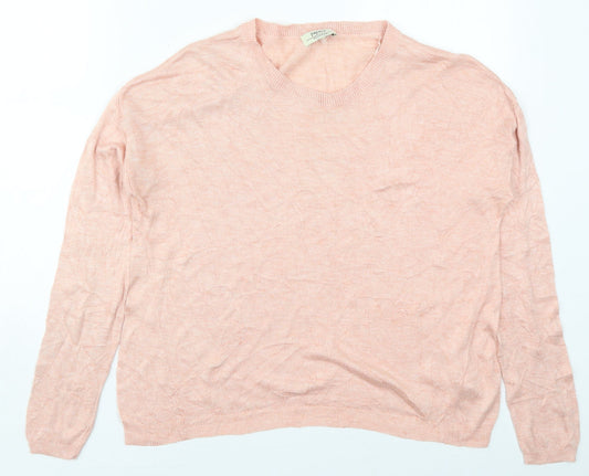 Matalan Womens Pink Crew Neck  Viscose Pullover Jumper Size M