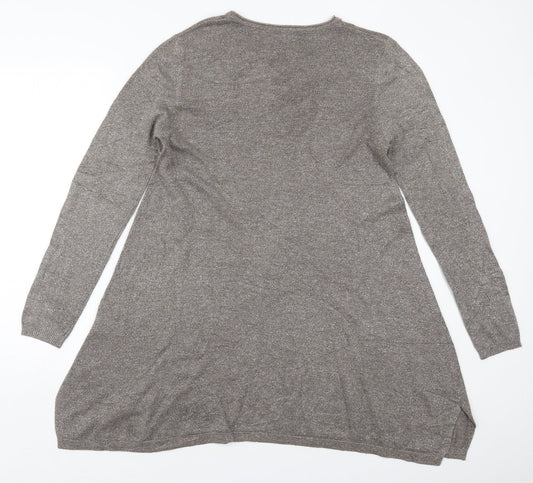 M&V Womens Brown Crew Neck  Nylon Pullover Jumper Size L
