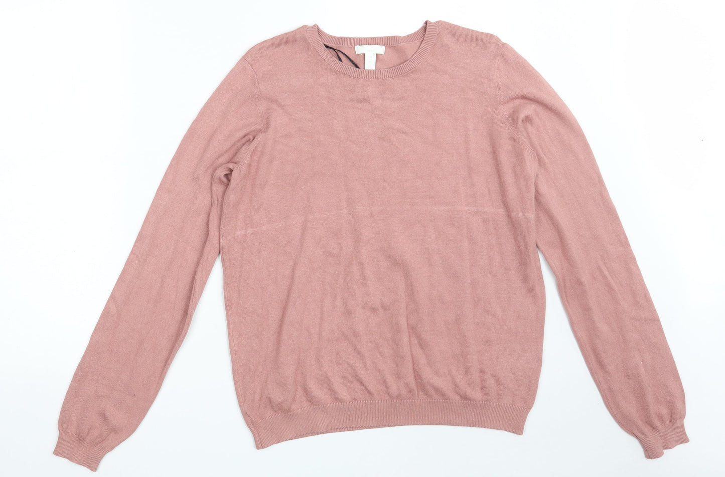 H&M Womens Pink Crew Neck  Viscose Pullover Jumper Size L