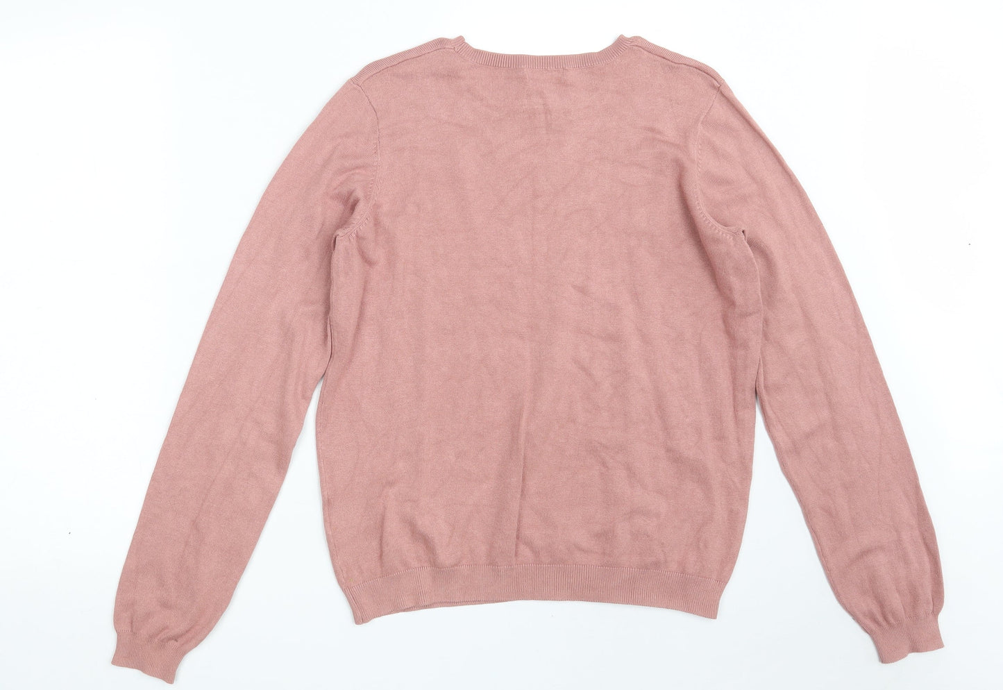 H&M Womens Pink Crew Neck  Viscose Pullover Jumper Size L