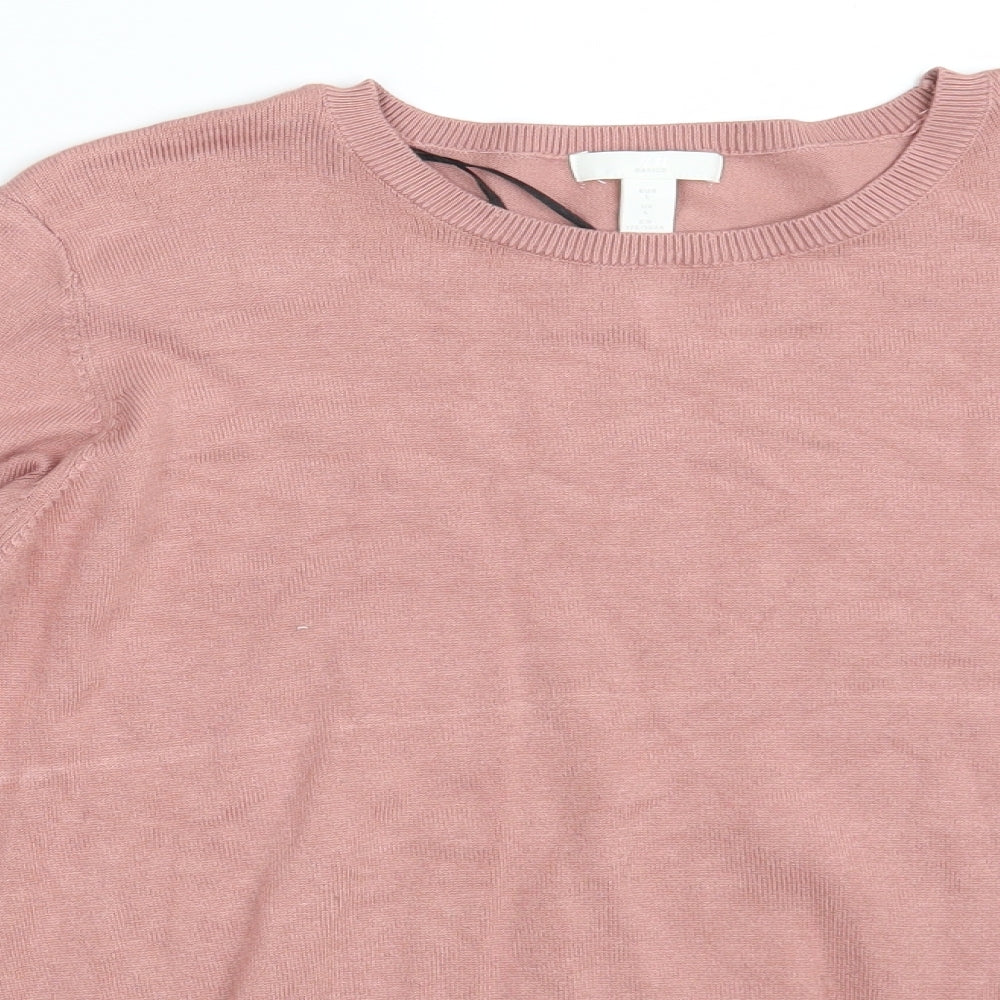 H&M Womens Pink Crew Neck  Viscose Pullover Jumper Size L