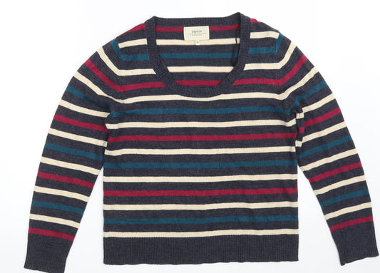 Papaya Womens Multicoloured Scoop Neck Striped Acrylic Pullover Jumper Size 14