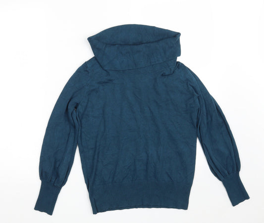 Marks and Spencer Womens Blue High Neck  Viscose Pullover Jumper Size 10