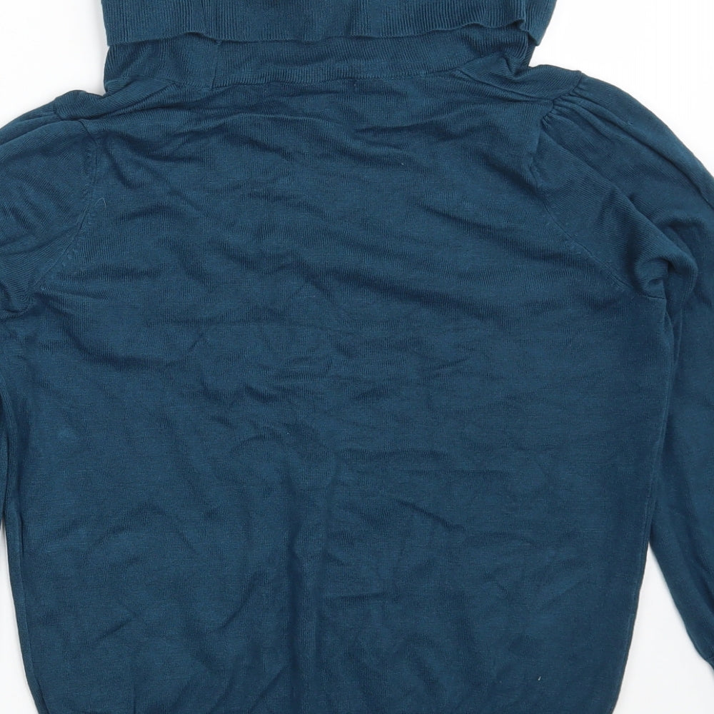 Marks and Spencer Womens Blue High Neck  Viscose Pullover Jumper Size 10