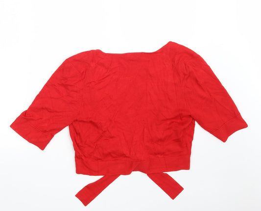 Wallis Womens Red V-Neck  Viscose Cardigan Jumper Size M