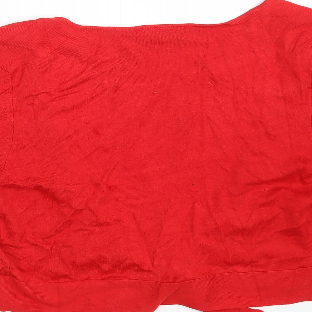 Wallis Womens Red V-Neck  Viscose Cardigan Jumper Size M