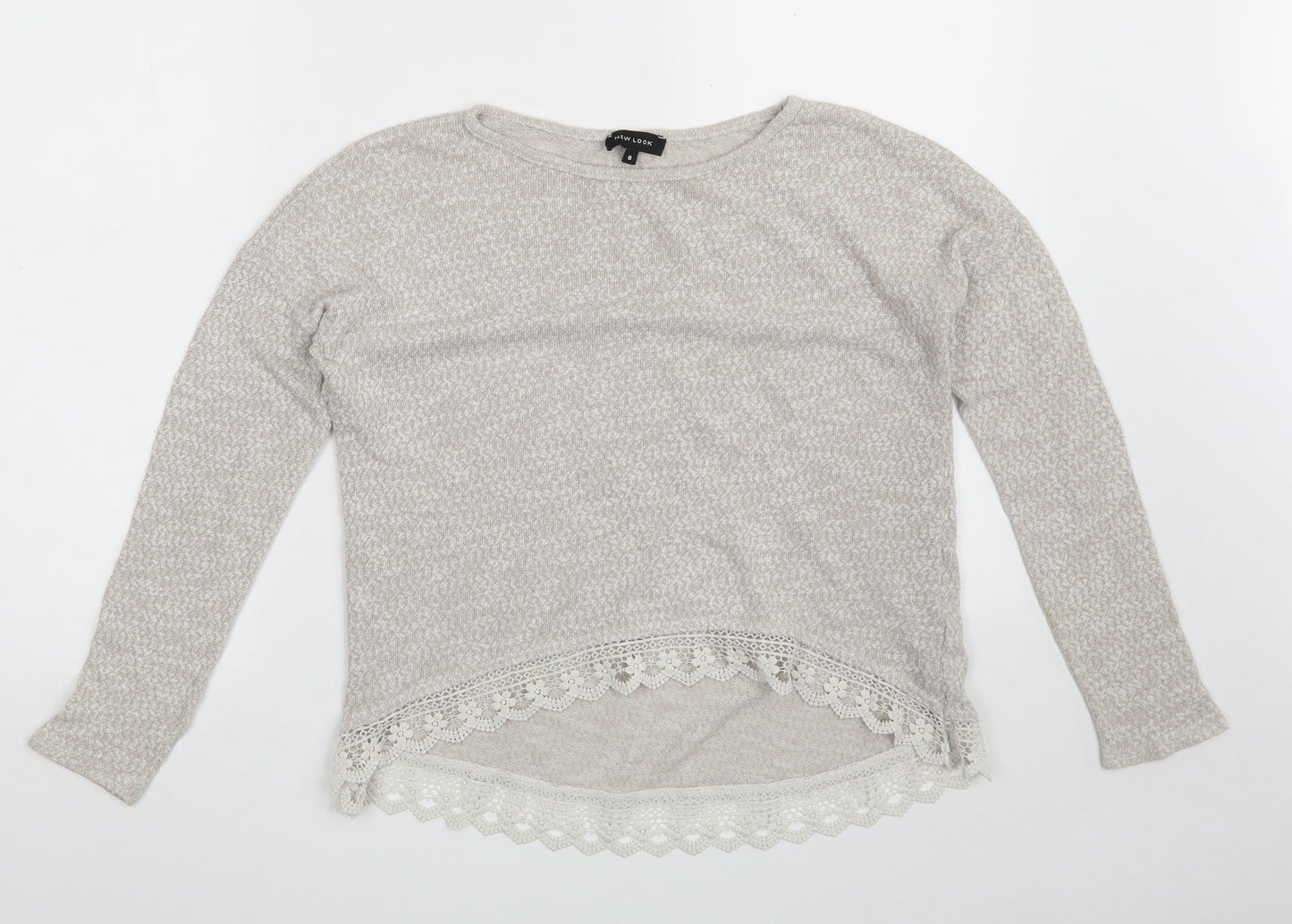 New Look Womens Beige Boat Neck  Polyester Pullover Jumper Size 8