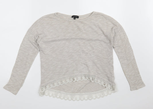 New Look Womens Beige Boat Neck  Polyester Pullover Jumper Size 8