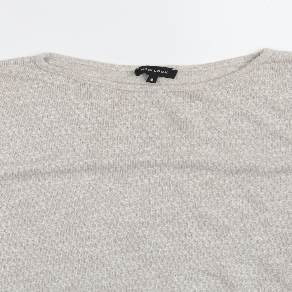 New Look Womens Beige Boat Neck  Polyester Pullover Jumper Size 8