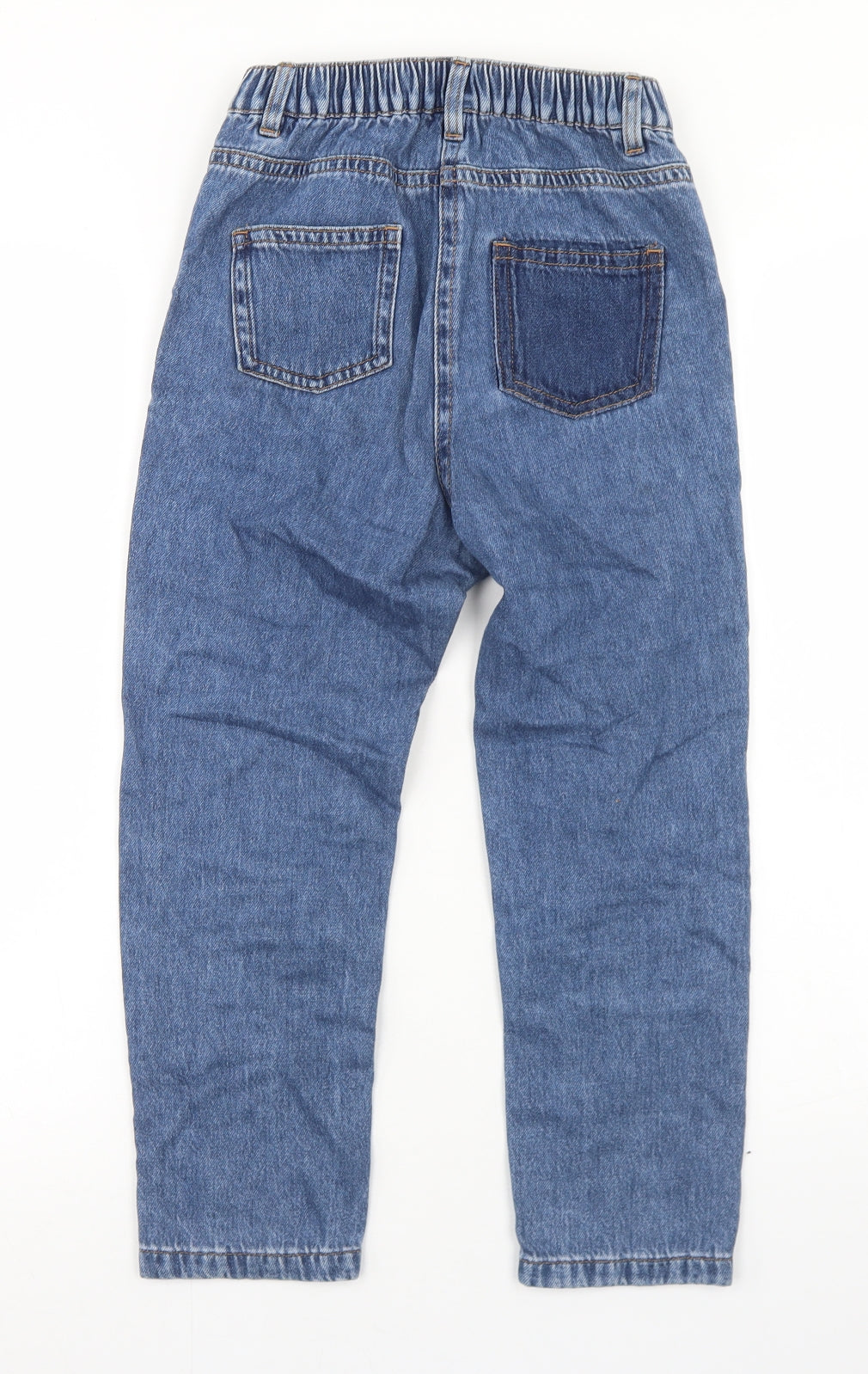 NEXT Girls Blue Patchwork Cotton Straight Jeans Size 9 Months  Regular Button