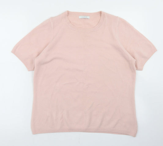 Marks and Spencer Womens Pink Crew Neck  Acrylic Pullover Jumper Size 16