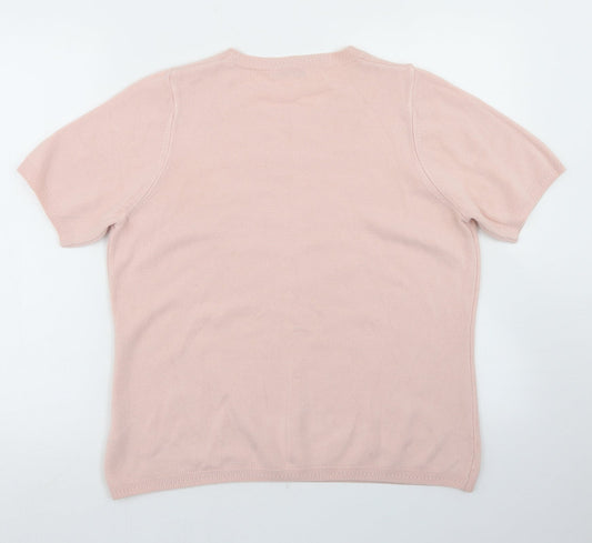 Marks and Spencer Womens Pink Crew Neck  Acrylic Pullover Jumper Size 16