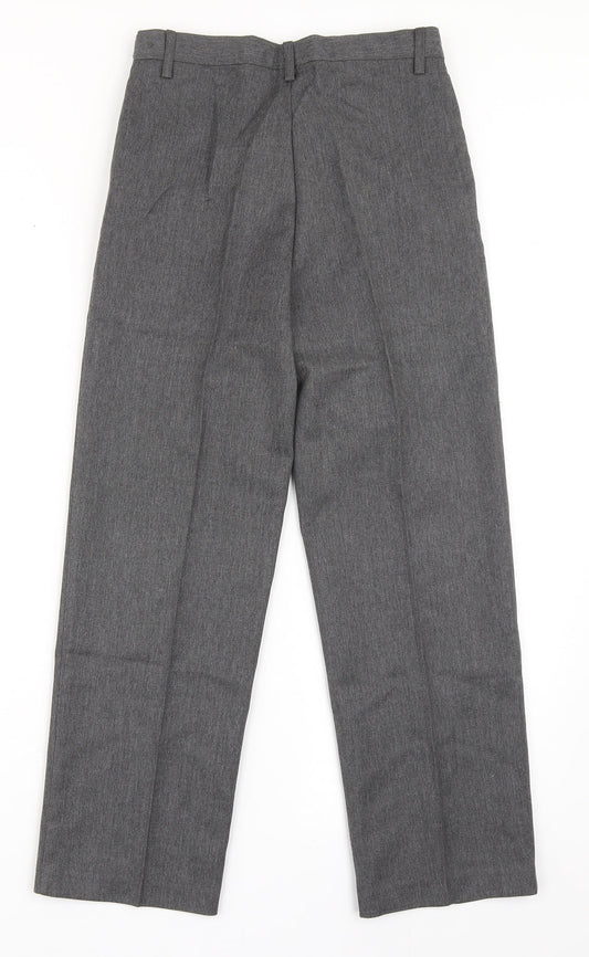 Top Class Boys Grey  Polyester Dress Pants Trousers Size 10 Years  Regular Zip - School Wear