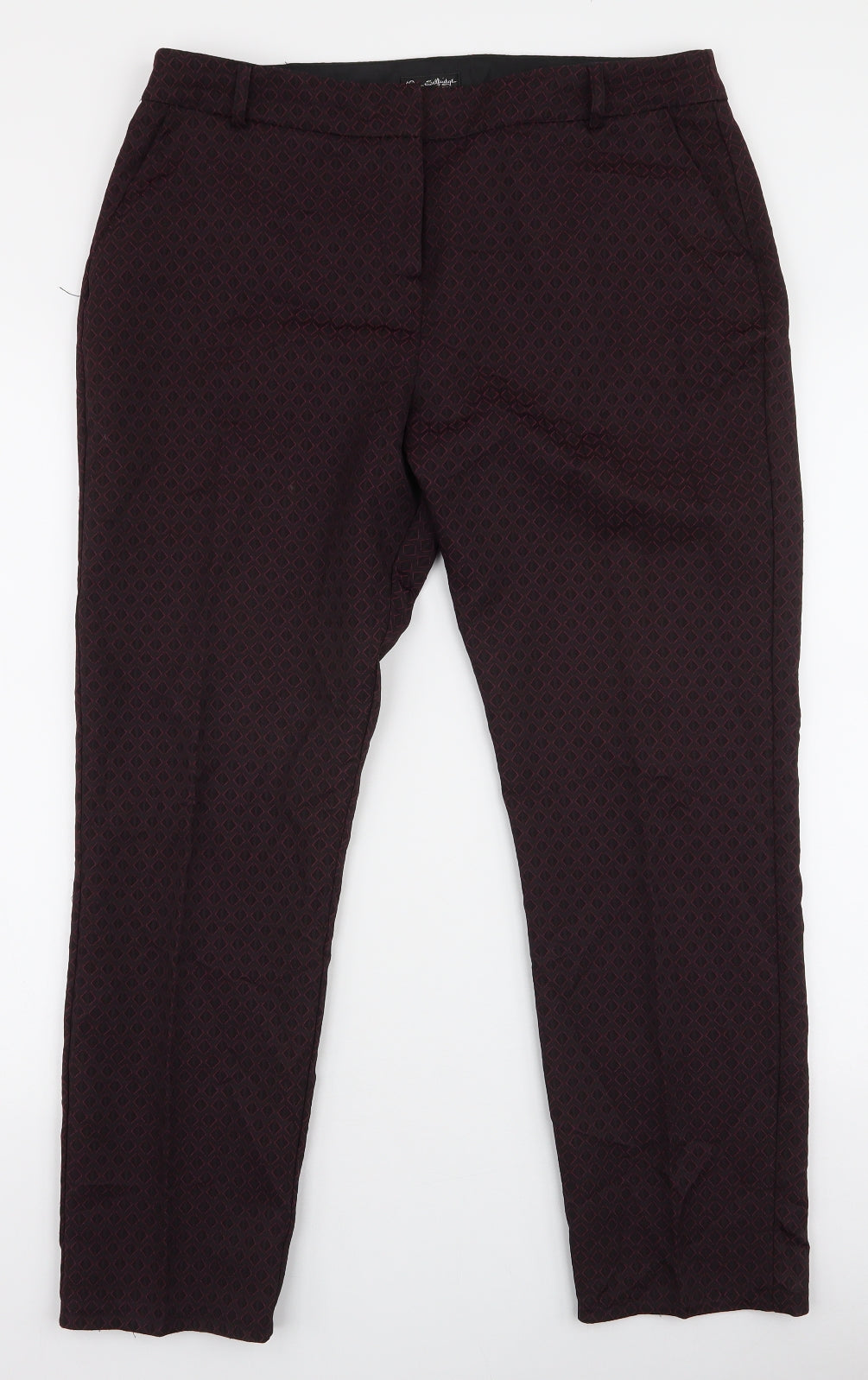 Miss Selfridge Womens Purple Geometric Polyester Trousers  Size 14 L27 in Regular Zip