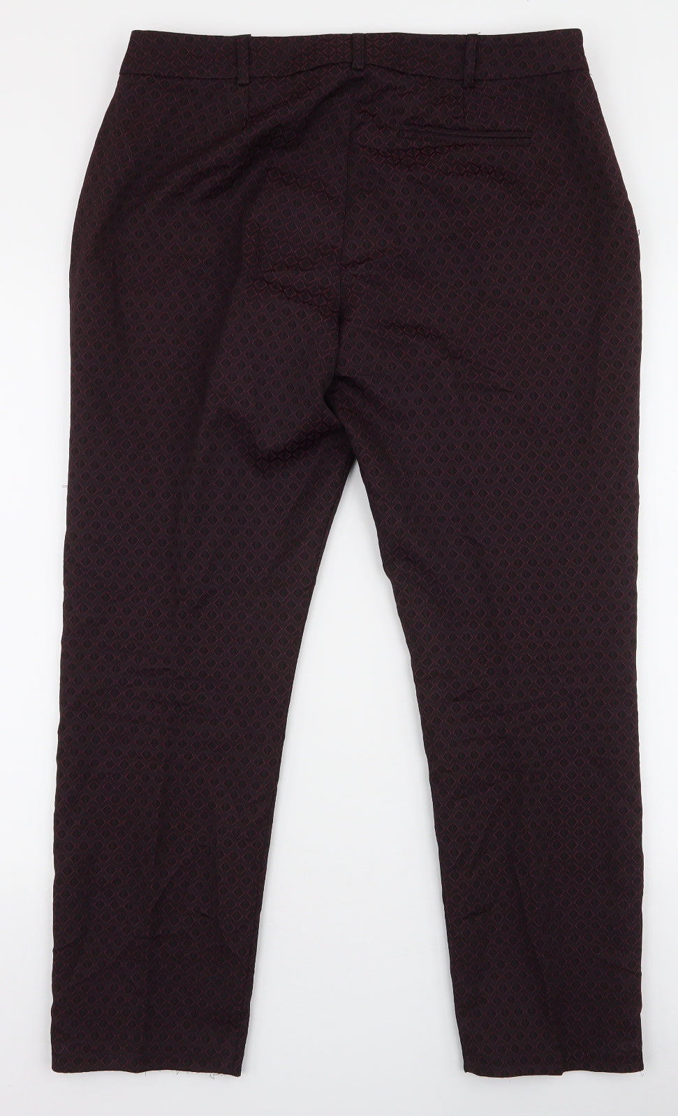 Miss Selfridge Womens Purple Geometric Polyester Trousers  Size 14 L27 in Regular Zip