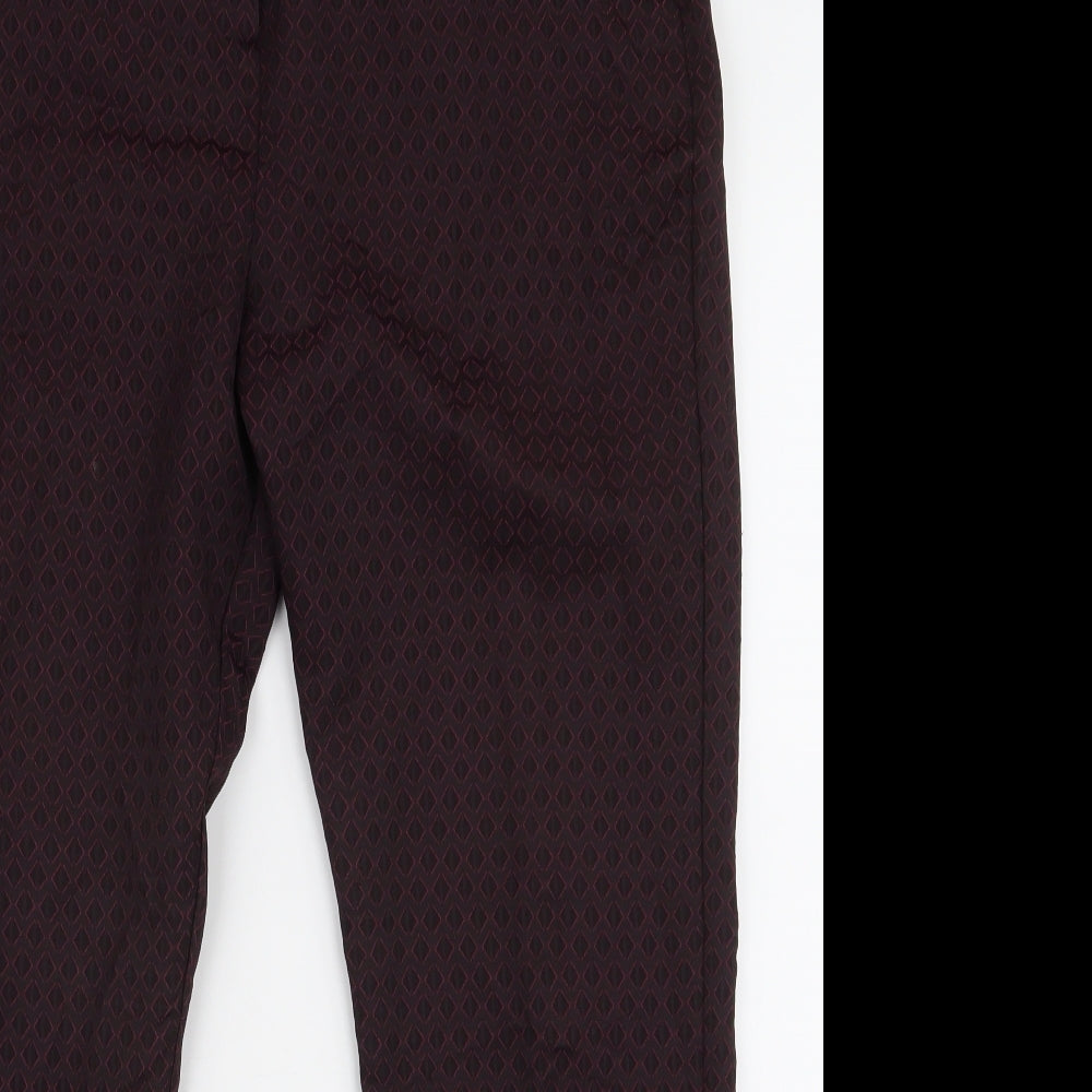 Miss Selfridge Womens Purple Geometric Polyester Trousers  Size 14 L27 in Regular Zip
