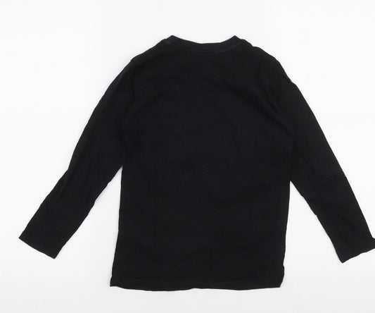 Dunnes Stores Boys Black  100% Cotton Jersey T-Shirt Size 6-7 Years Round Neck Pullover - Skate park