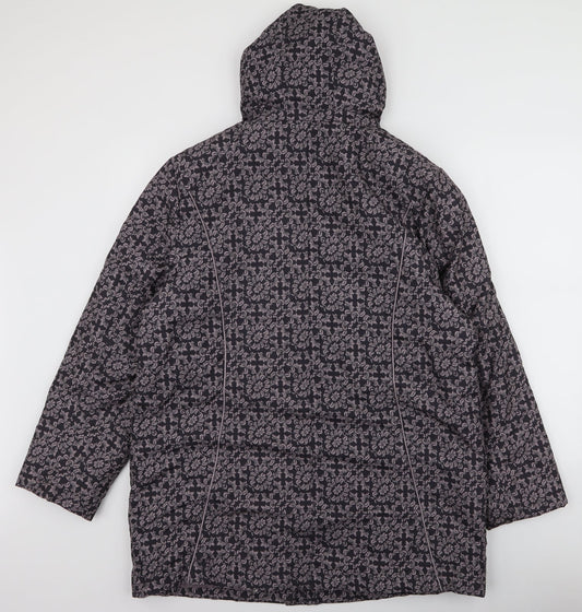 Anna Rose Womens Brown Floral  Overcoat Coat Size L  Zip