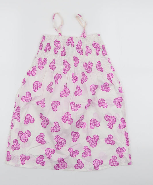 Disneyland Resort Girls White  100% Cotton A-Line  Size S  Square Neck Pullover - Disneyland resort Minnie Mouse