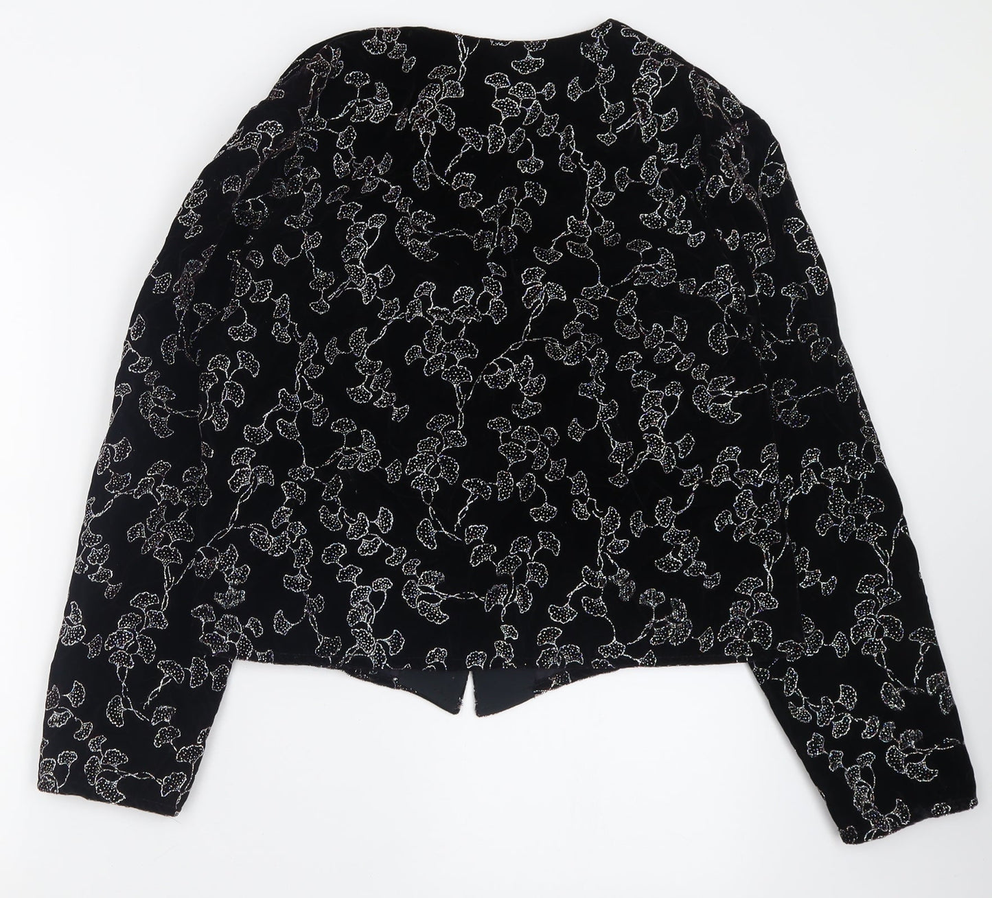 Premiere Womens Black Geometric  Jacket Blazer Size 14  Button