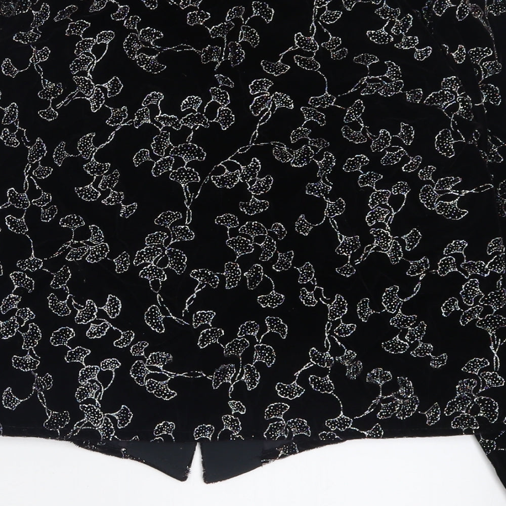 Premiere Womens Black Geometric  Jacket Blazer Size 14  Button