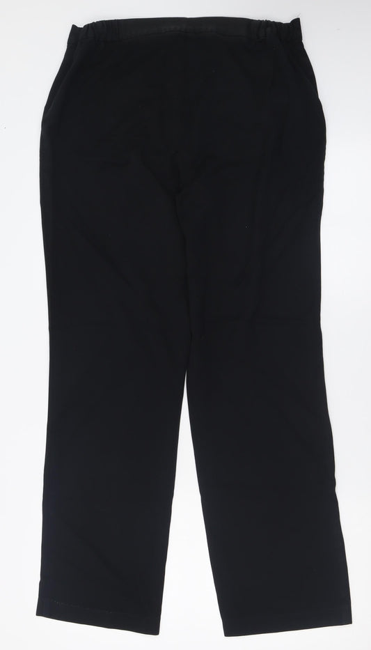 Marks and Spencer Womens Black  Viscose Trousers  Size 12 L30 in Regular Hook & Eye