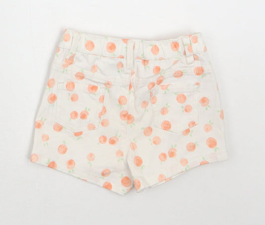 Primark Girls White  Cotton Cropped Jeans Size 12-18 Months  Snap