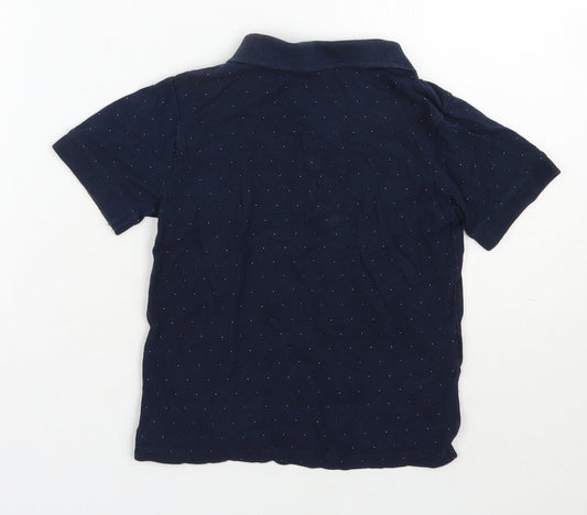 MNG  Boys Blue Spotted Cotton Basic Polo Size 6 Years Collared Button