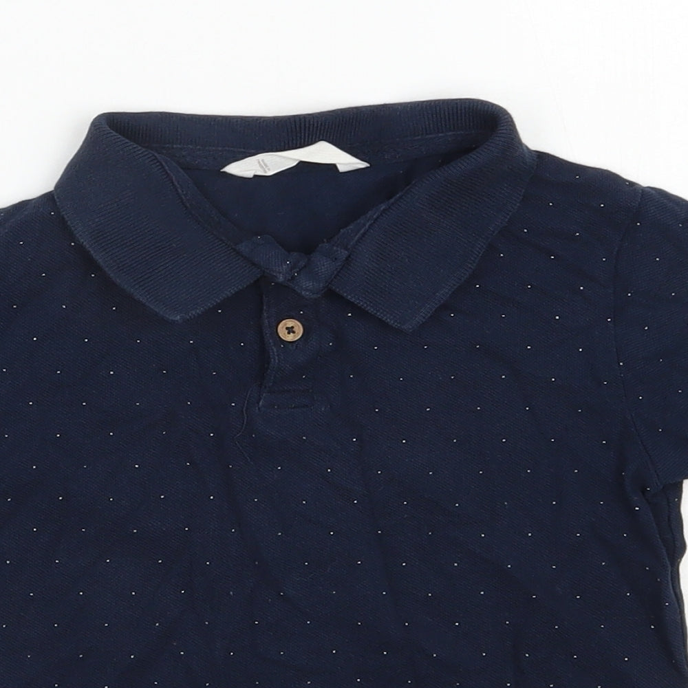 MNG  Boys Blue Spotted Cotton Basic Polo Size 6 Years Collared Button