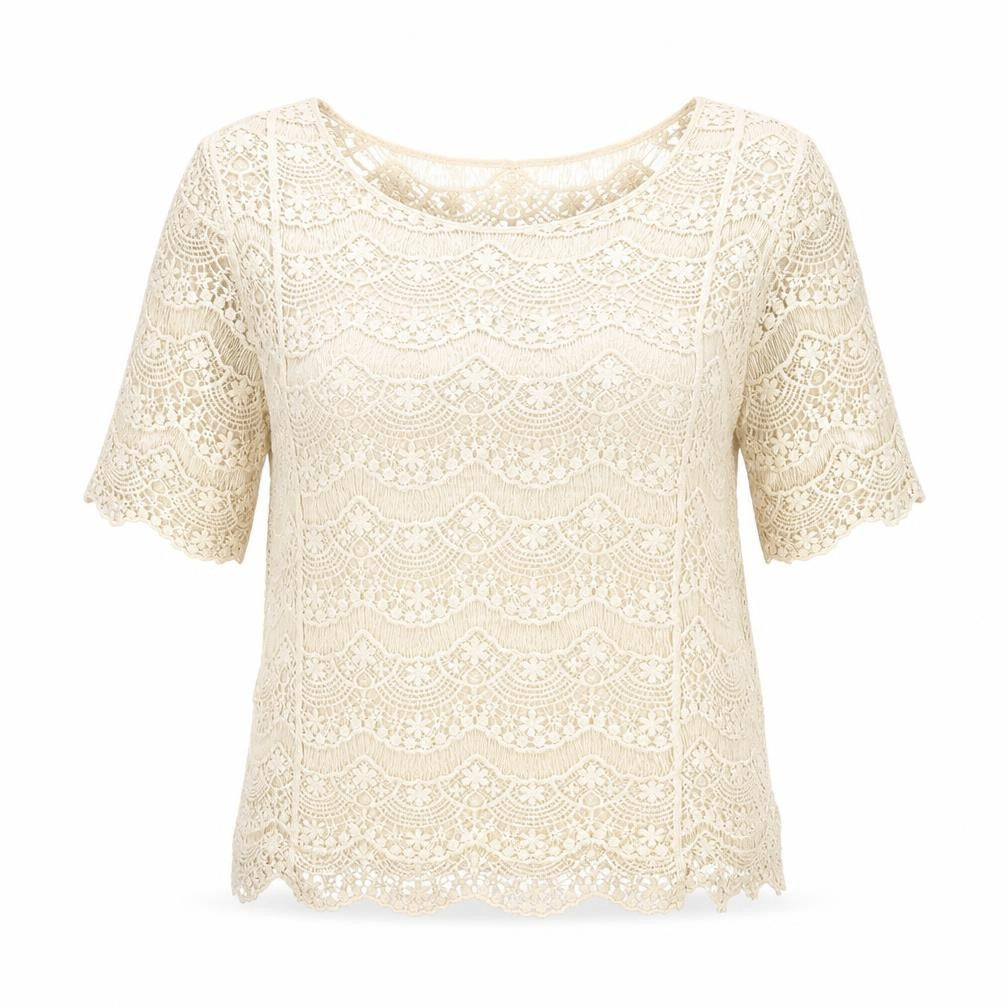 Julie Womens Beige  Polyester Basic Blouse Size S Sweetheart