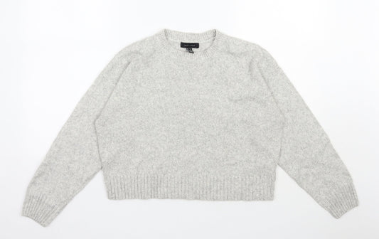 New Look Womens Grey Round Neck  Acrylic Pullover Jumper Size M