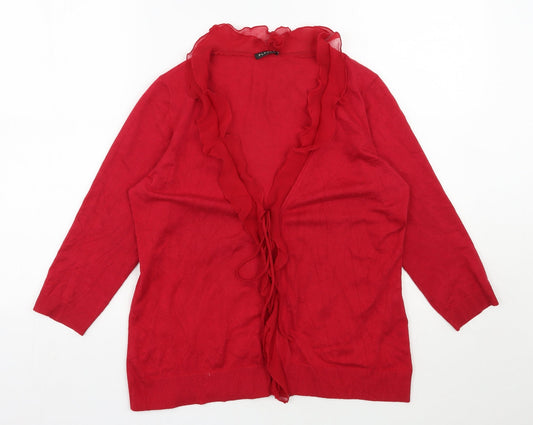 Planet Womens Red V-Neck  Viscose Cardigan Jumper Size M