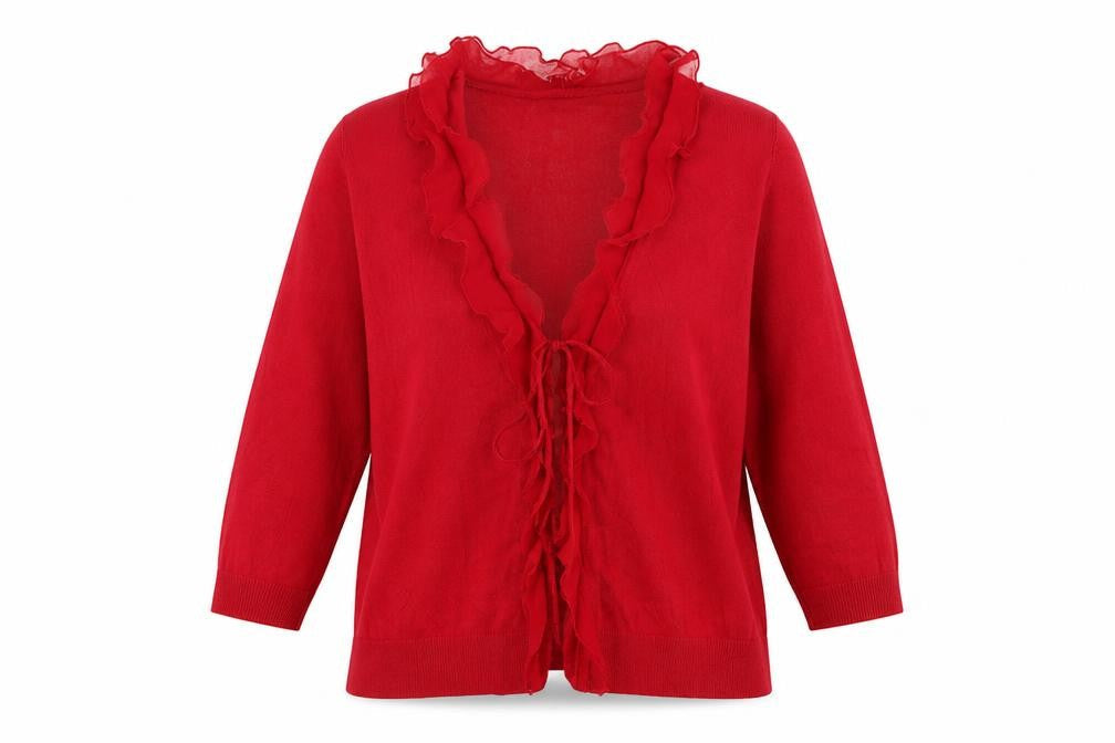 Planet Womens Red V-Neck  Viscose Cardigan Jumper Size M